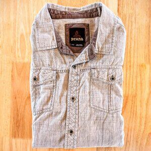 Prana Men's Button-Down Long-Sleeve Shirt (Gray)